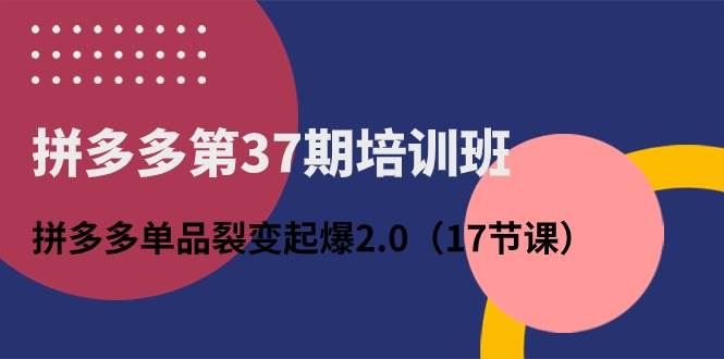 拼多多第37期培训班：拼多多单品裂变起爆2.0（17节课）-我要呀资源酷