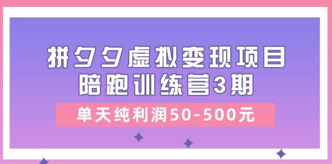 某收费培训《拼夕夕虚拟变现项目陪跑训练营3期》单天纯利润50-500元-我要呀资源酷