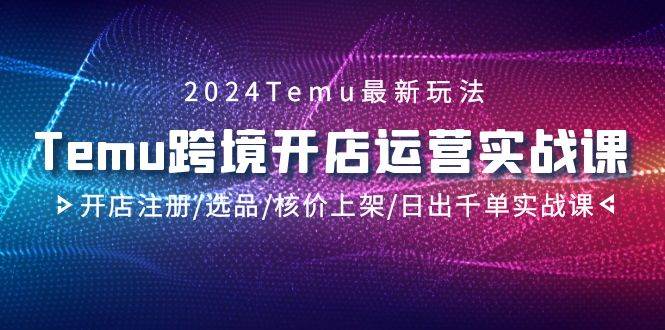 2024Temu跨境开店运营实战课，开店注册/选品/核价上架/日出千单实战课-我要呀资源酷