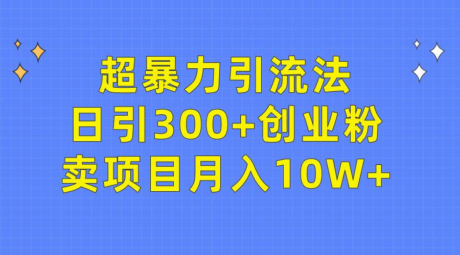 超暴力引流法，日引300+创业粉，卖项目月入10W+-我要呀资源酷