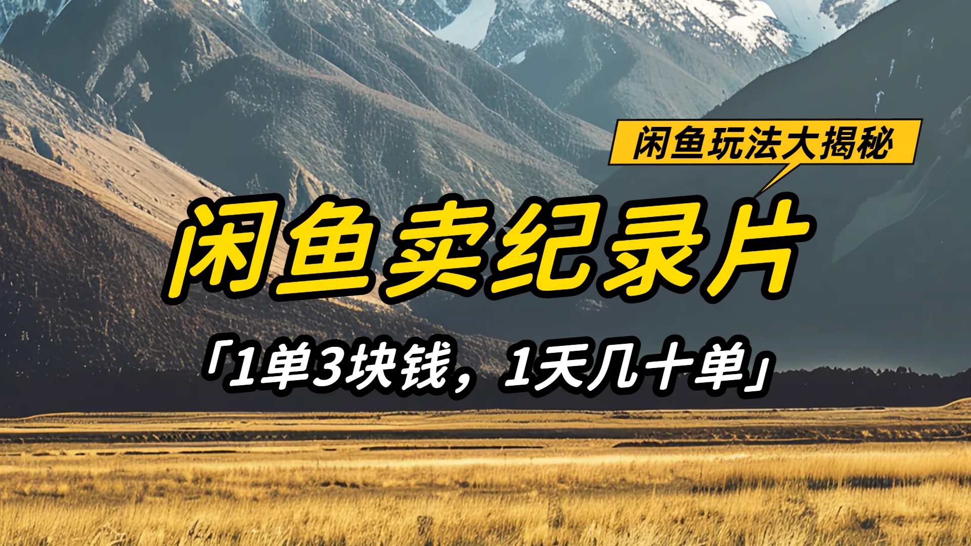 闲鱼卖纪录片1单3块钱，1天几十单，项目稳定有潜力-我要呀资源酷